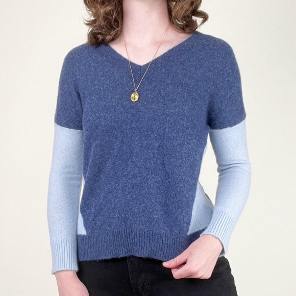 100% Cashmere Sweater Knit Colour Block Frazzled English Women British Eclectic - Picture 5 of 8
